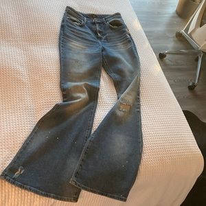 Lee x Free People Paint Splattered Bell Bottom Jeans